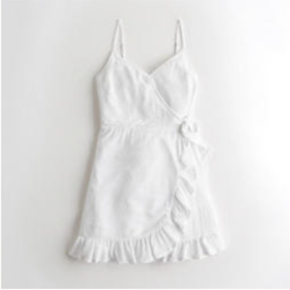 Wrap-Front Ruffle Mini Dress